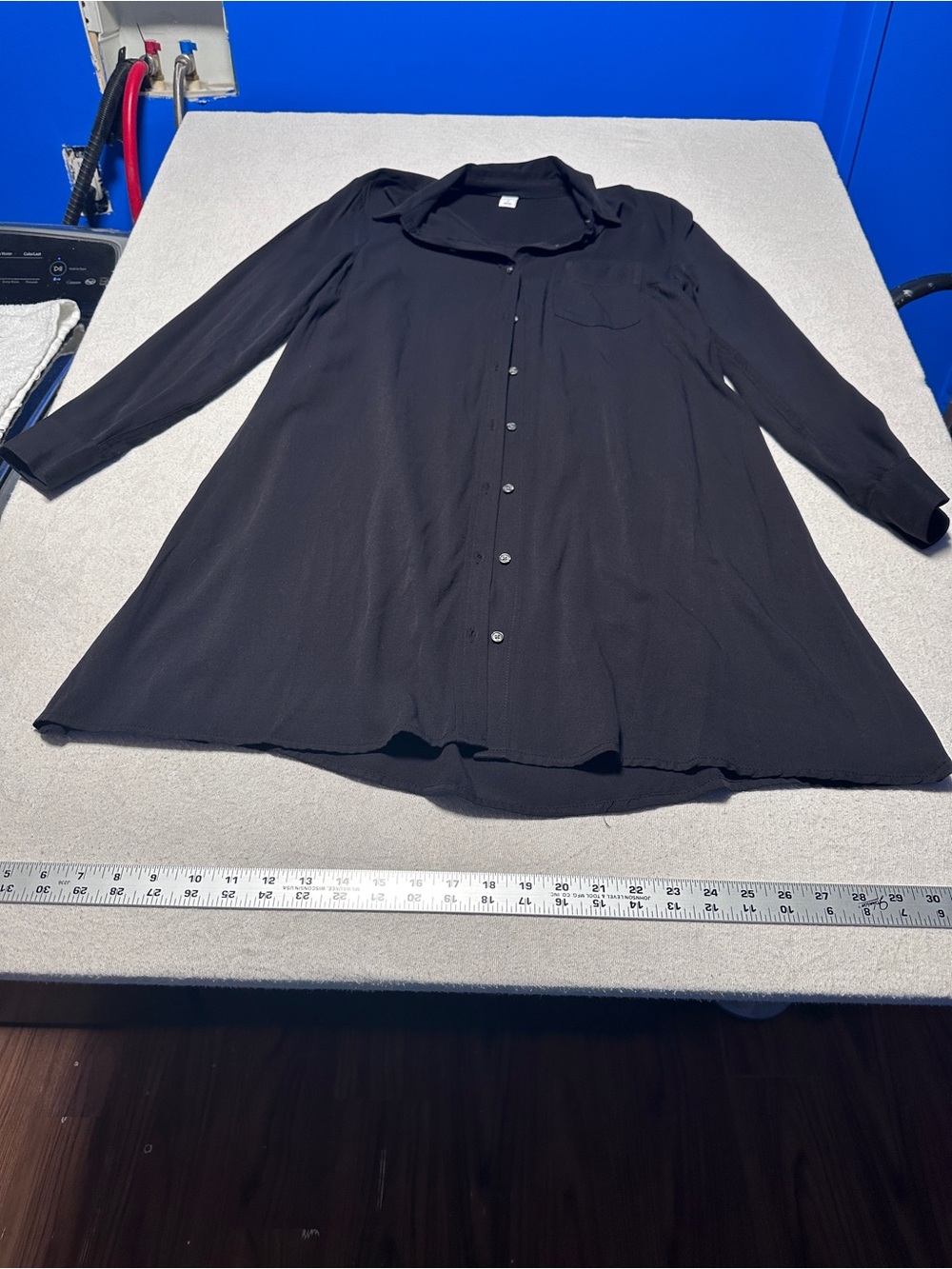 Old Navy Black Long-Sleeve Button-Front Shirt Dress